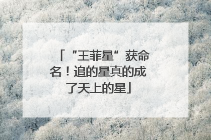 “王菲星”获命名！追的星真的成了天上的星