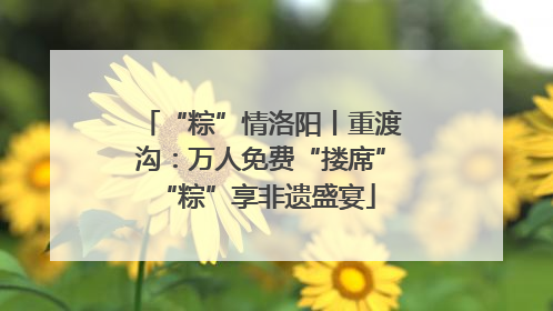 “粽”情洛阳丨重渡沟：万人免费“搂席” “粽”享非遗盛宴