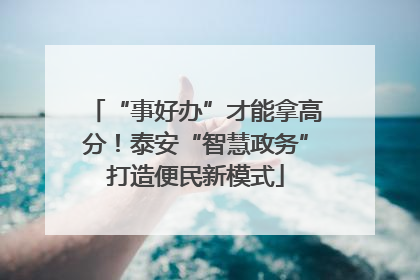 “事好办”才能拿高分！泰安“智慧政务”打造便民新模式