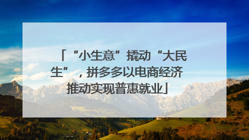 “小生意”撬动“大民生”，拼多多以电商经济推动实现普惠就业