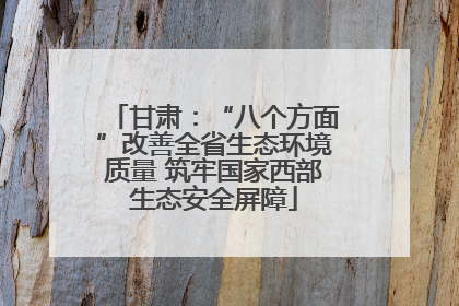 甘肃：“八个方面”改善全省生态环境质量 筑牢国家西部生态安全屏障