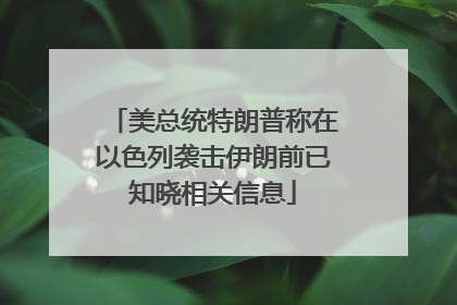 美总统特朗普称在以色列袭击伊朗前已知晓相关信息