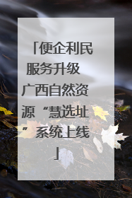 便企利民服务升级 广西自然资源“慧选址”系统上线