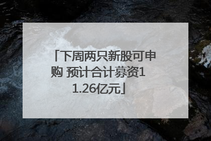 下周两只新股可申购 预计合计募资11.26亿元