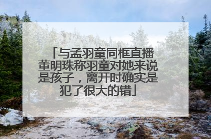 与孟羽童同框直播 董明珠称羽童对她来说是孩子，离开时确实是犯了很大的错
