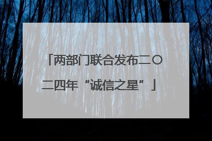 两部门联合发布二〇二四年“诚信之星”