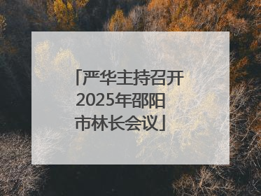 严华主持召开2025年邵阳市林长会议