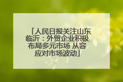 人民日报关注山东临沂：外贸企业积极布局多元市场 从容应对市场波动