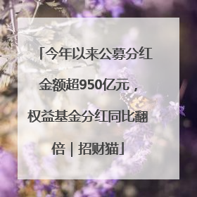 今年以来公募分红金额超950亿元，权益基金分红同比翻倍｜招财猫