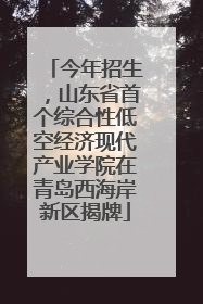 今年招生，山东省首个综合性低空经济现代产业学院在青岛西海岸新区揭牌