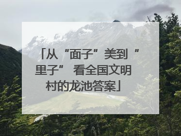 从“面子”美到“里子” 看全国文明村的龙池答案