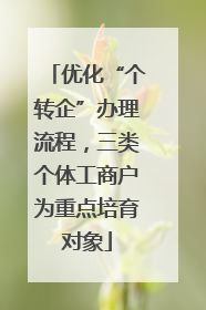 优化“个转企”办理流程，三类个体工商户为重点培育对象