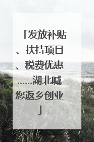发放补贴、扶持项目、税费优惠……湖北喊您返乡创业