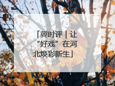 冀时评｜让“好戏”在河北焕彩新生
