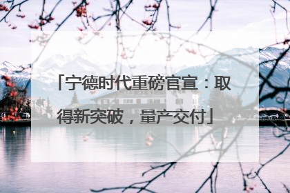 宁德时代重磅官宣：取得新突破，量产交付