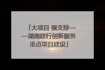 大项目 强支撑——湖南建行创新服务重点项目建设