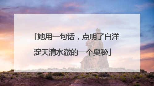 她用一句话，点明了白洋淀天清水澈的一个奥秘