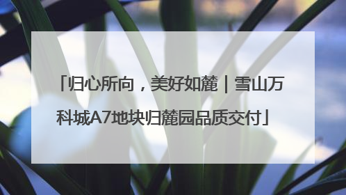 归心所向，美好如麓｜雪山万科城A7地块归麓园品质交付