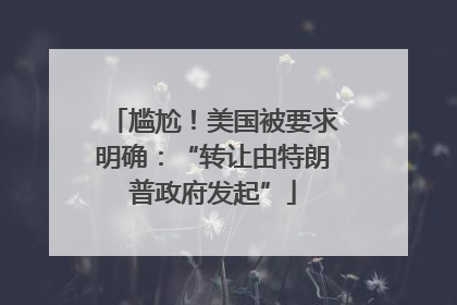尴尬！美国被要求明确：“转让由特朗普政府发起”