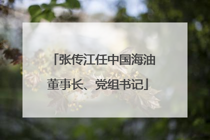 张传江任中国海油董事长、党组书记