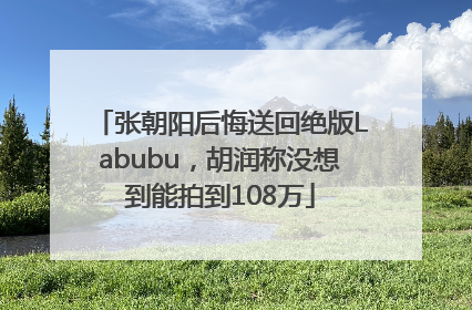 张朝阳后悔送回绝版Labubu，胡润称没想到能拍到108万