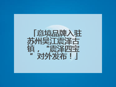意境品牌入驻苏州吴江震泽古镇，“震泽四宝”对外发布！