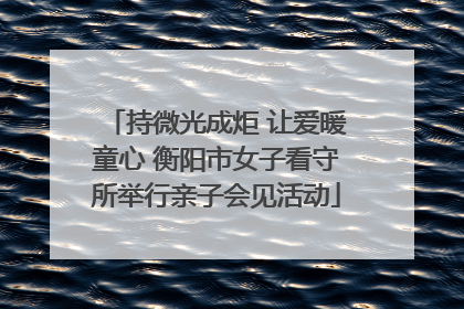 持微光成炬 让爱暖童心 衡阳市女子看守所举行亲子会见活动