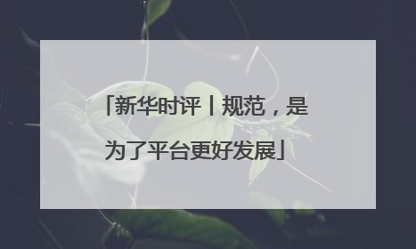 新华时评丨规范，是为了平台更好发展