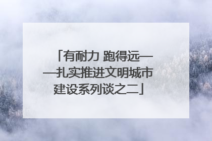 有耐力 跑得远——扎实推进文明城市建设系列谈之二