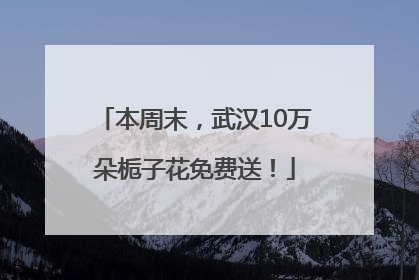本周末，武汉10万朵栀子花免费送！