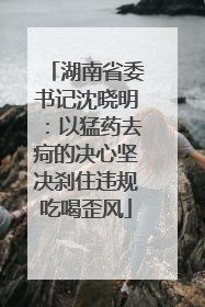 湖南省委书记沈晓明：以猛药去疴的决心坚决刹住违规吃喝歪风