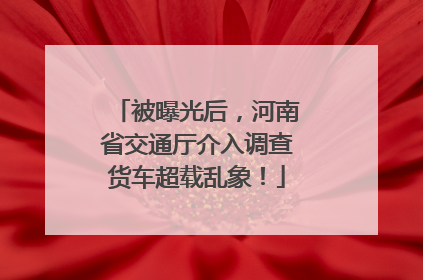 被曝光后，河南省交通厅介入调查货车超载乱象！