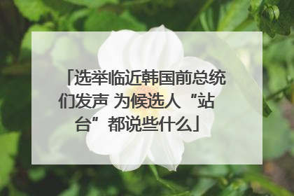 选举临近韩国前总统们发声 为候选人“站台”都说些什么