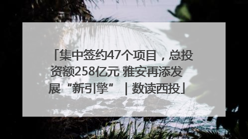 集中签约47个项目，总投资额258亿元 雅安再添发展“新引擎”｜数读西投