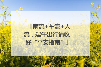 雨流+车流+人流，端午出行请收好“平安指南”