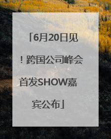 6月20日见！跨国公司峰会首发SHOW嘉宾公布