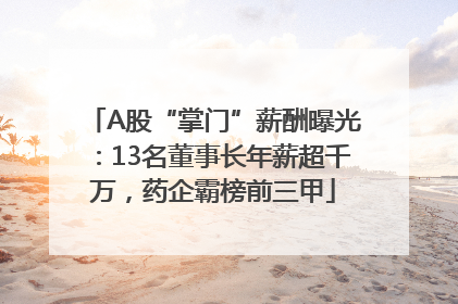 A股“掌门”薪酬曝光：13名董事长年薪超千万，药企霸榜前三甲